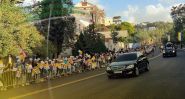 The Crowd Ready Along the Road to the Baabda Palace