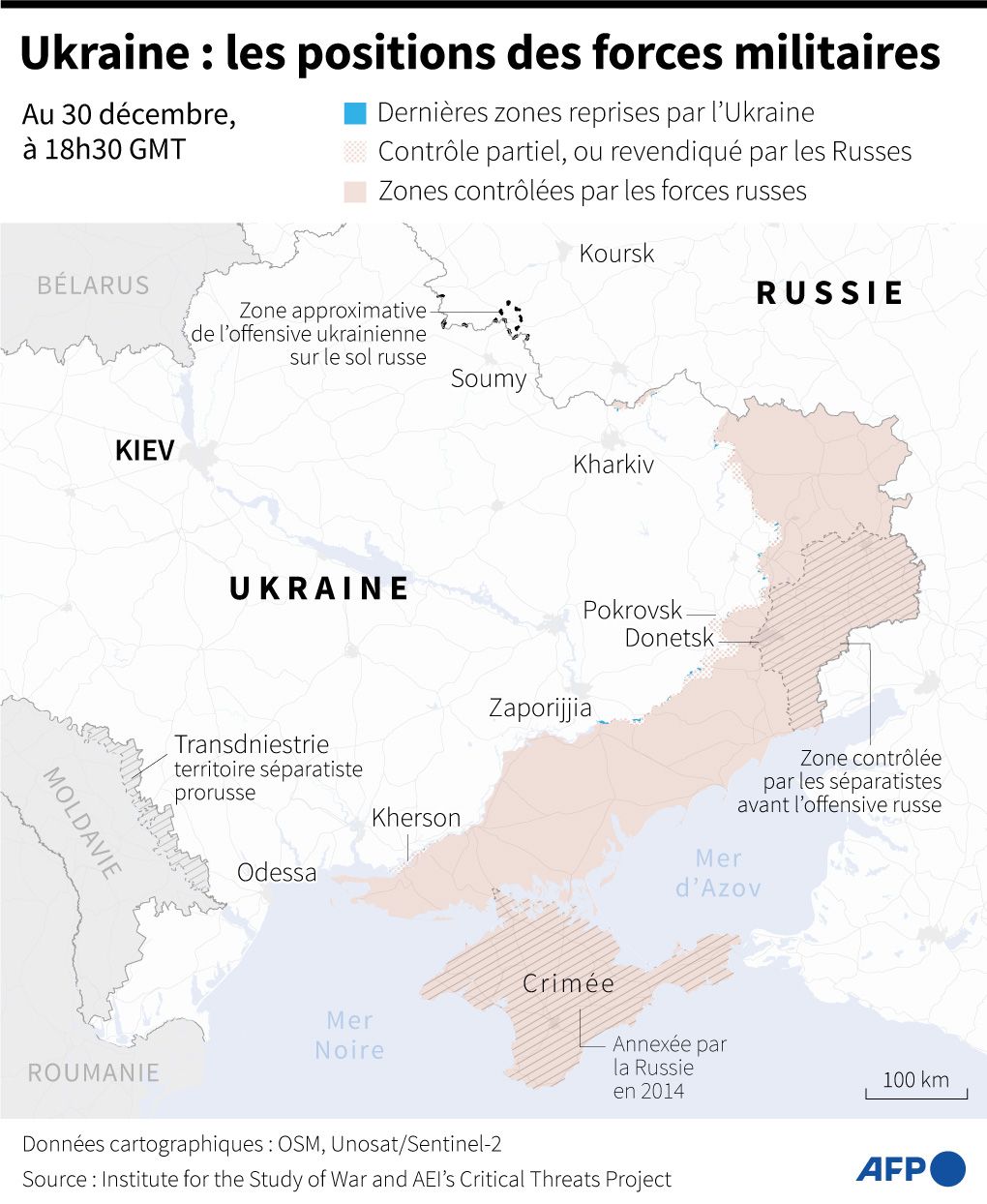 La Russie a gagné près de 4000 kilomètres carrés en Ukraine en 2024