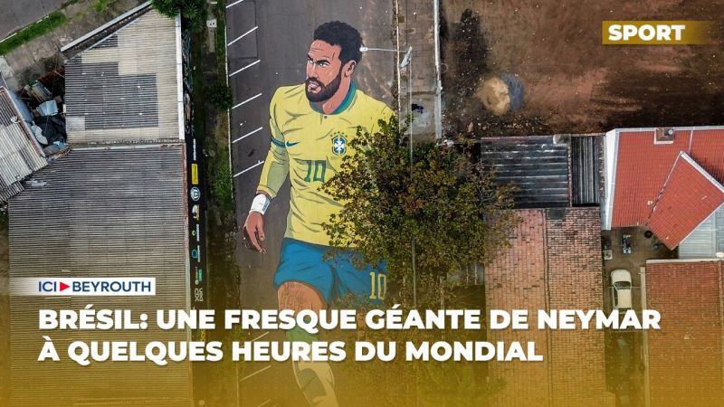 Brésil: une fresque géante de Neymar à quelques heures du Mondial